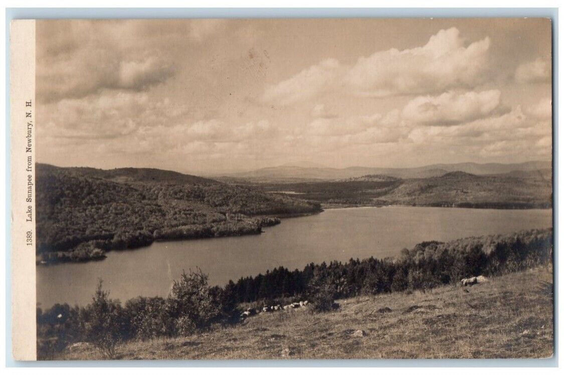1911 Lake Sunapee View From Newbury New Hampshire NH RPPC Photo Posted Postcard