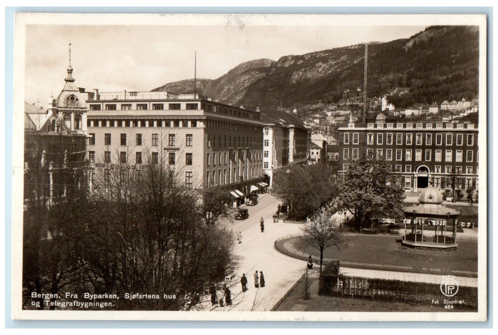 1936 City Park House Telegraph Building Bergen Norway RPPC Photo Postcard