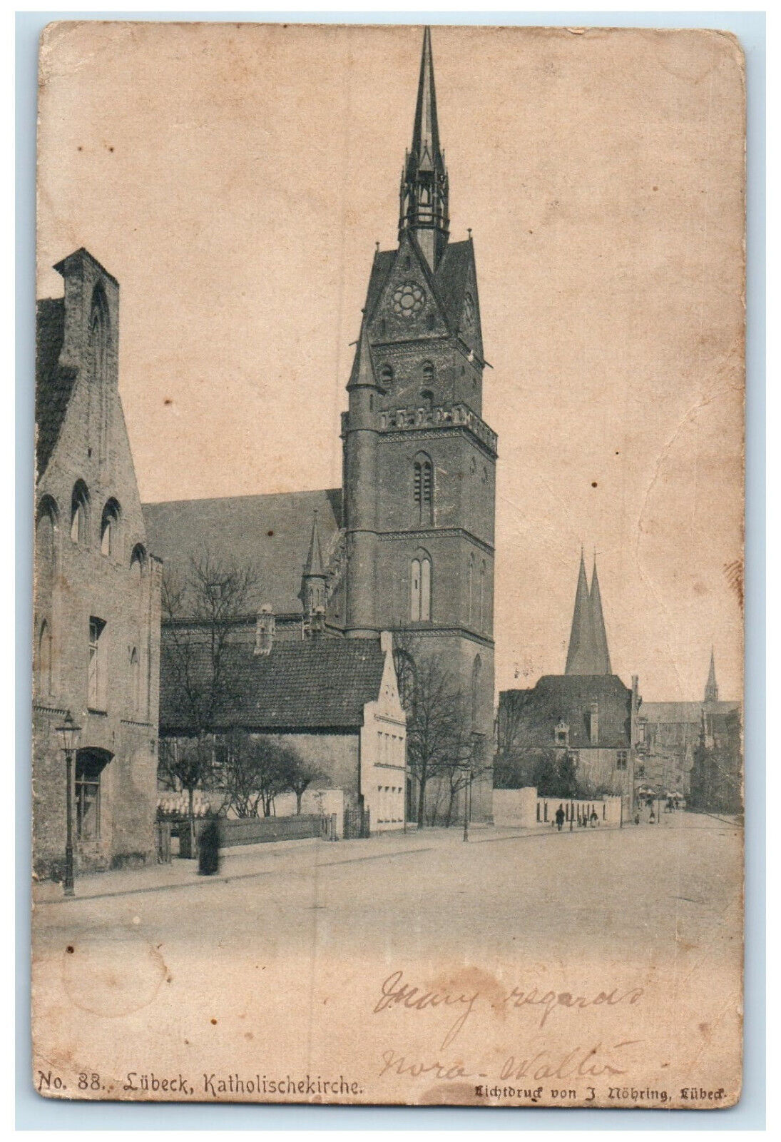 1906 View of Catholic Church in Lübeck Germany Antique Posted Postcard