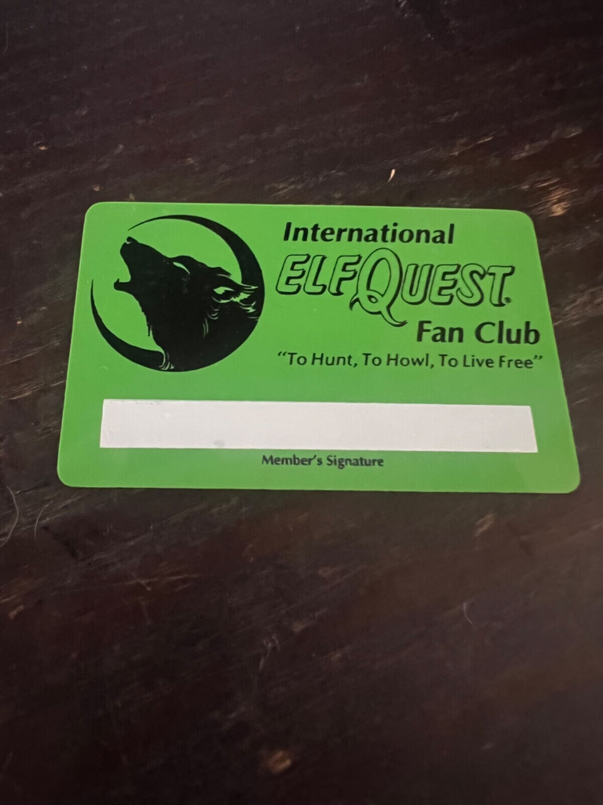 ELFQUEST INTERNATIONAL FANCLUB CARD TO HUNT TO HOWL TO LIVE FREE 1991 WARP C#A54