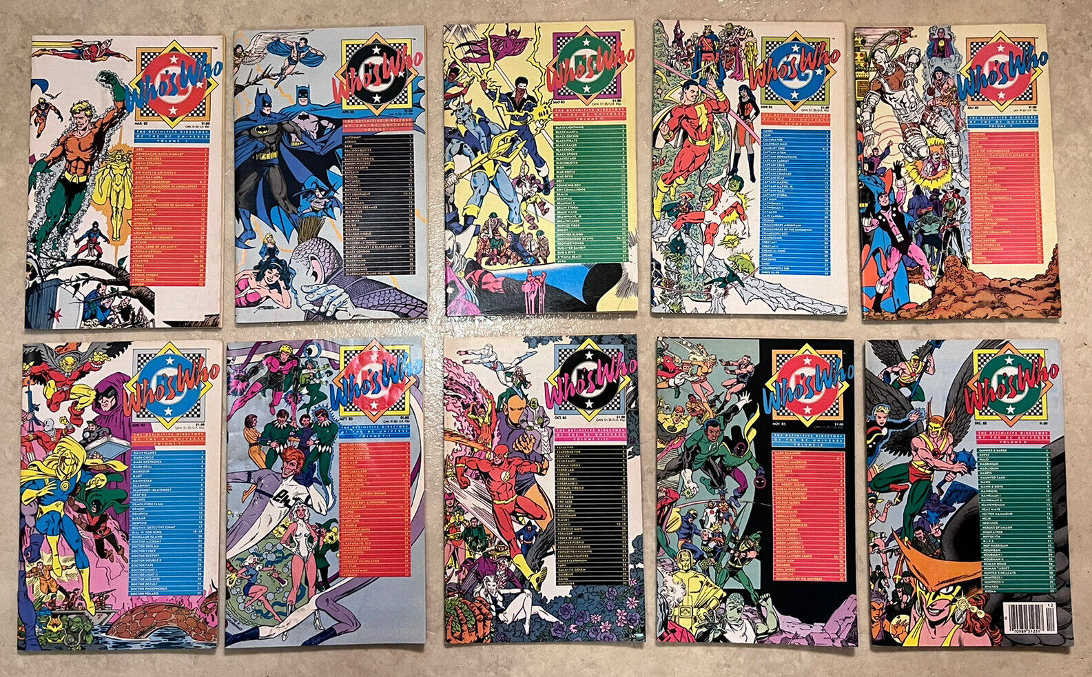 Lot of 10 ✅ Who's Who Comic Books 1985 Volume I Character Directory ✅ DC Comics