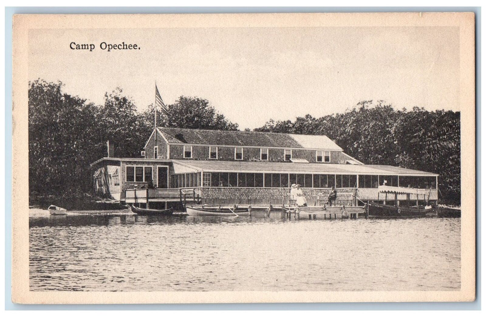 c1910's Greetings From Camp Lake Opechee Centreville Massachusetts MA Postcard
