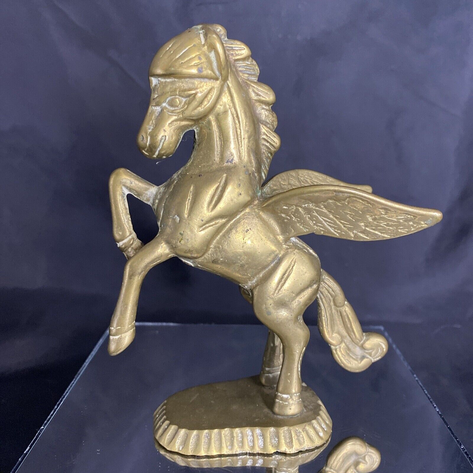 Vintage Solid Brass Pegasus Flying Horse Greek Mythology Statue Figure 6” Tall