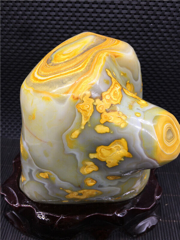7.51Lb Beautiful flower agate rough polished home decoration sample +stand U131