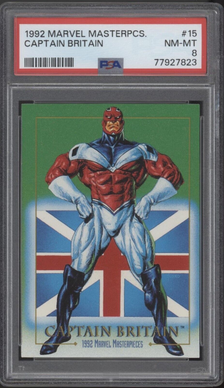 Captain Britain 1992 Skybox Marvel Masterpieces #15 PSA 8