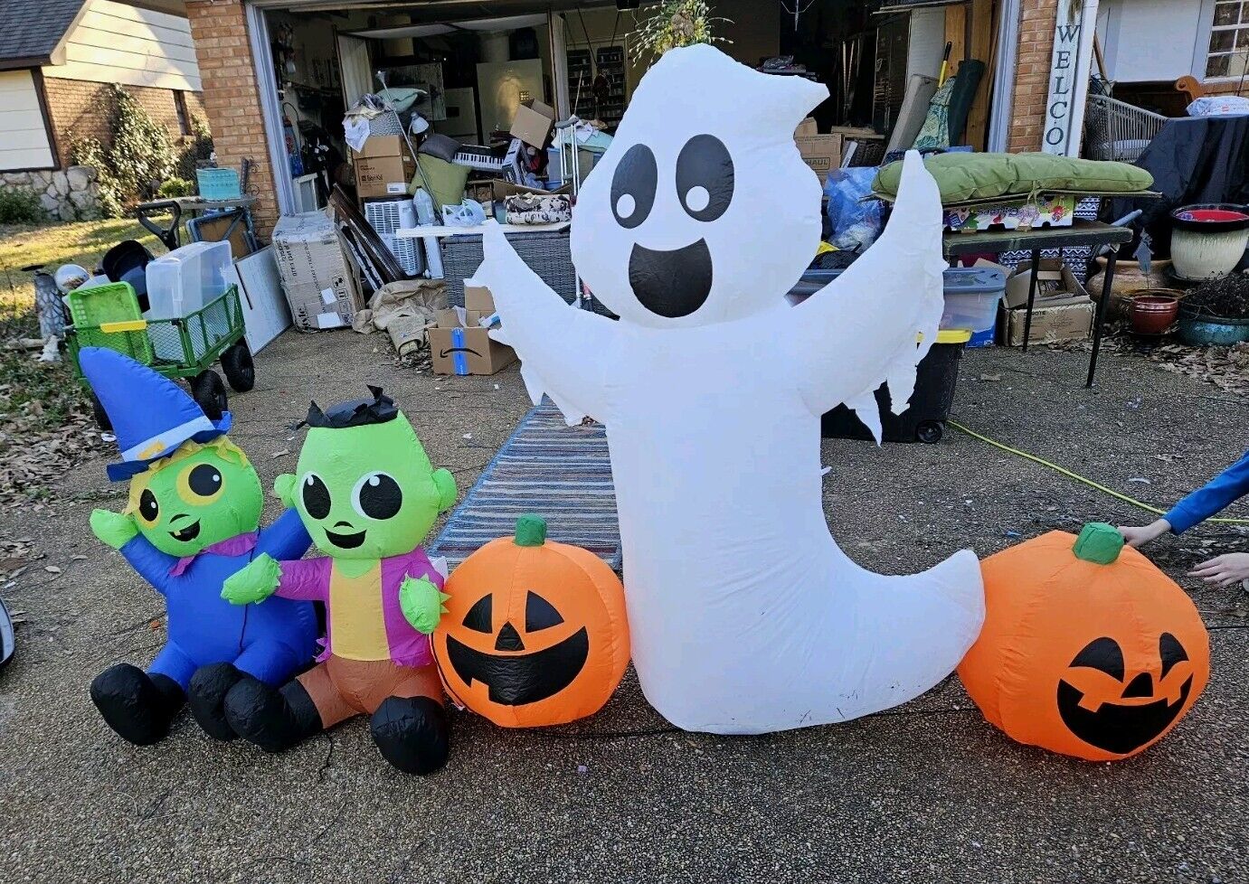 8ft Inflatable Halloween Character Party-Smiling-Frankensteins-Ghost-Jack O L