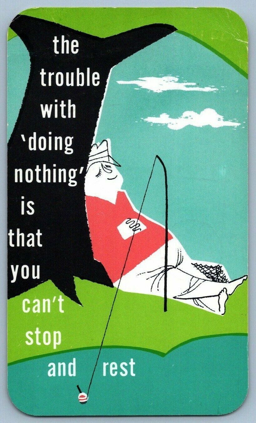 Comic Postcard~ Problem With Doing Nothing~ Pitman-Moore Co.~ 1958 Indy Cancle