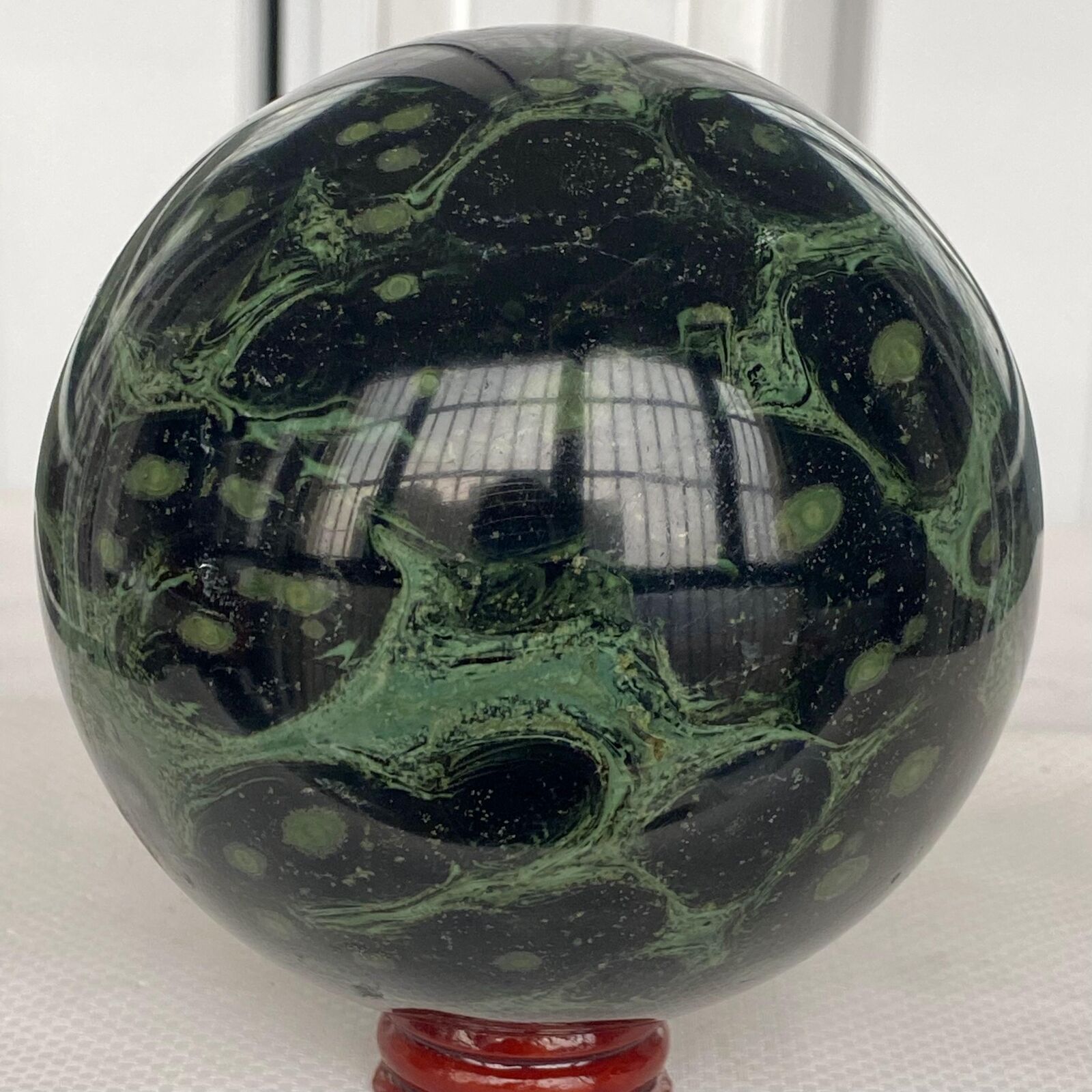1980g Natural Eye Green Kambaba Jasper Stromatolite Crystal Sphere Ball4