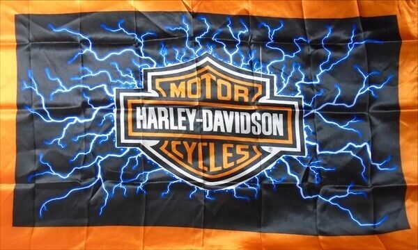 Harley Davidson Blue Lightning 3x5 Ft Motorcycle Flag Banner Garage Man Cave