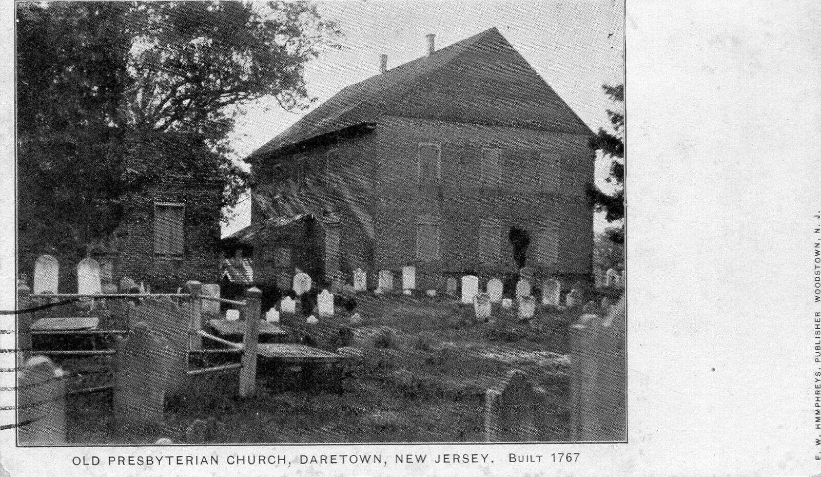 OLD POSTCARD OLD PRESBYTERIAN CHURCH DARETOWN NEW JERSEY 1916 UNDIVIDED BACK