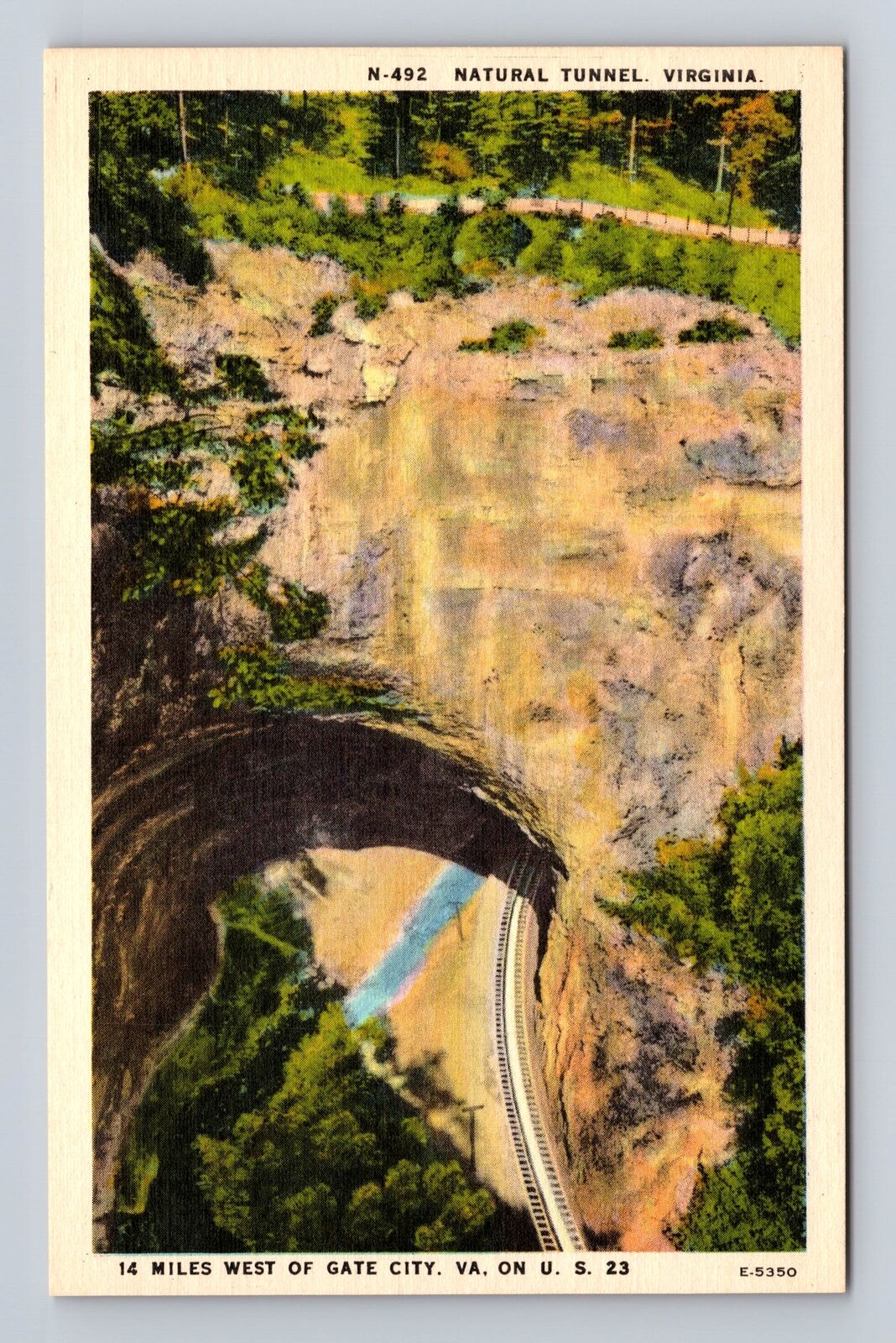 Natural Tunnel VA-Virginia, Highway Through Tunnel, Antique Vintage Postcard