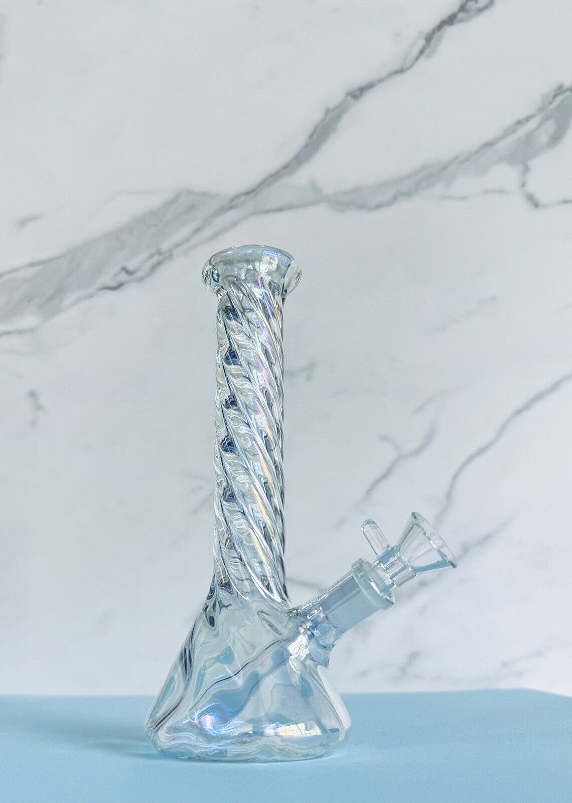 MINI Iridescent Bong Hookah Water Pipe Classic  Smoking Beaker Base Glass