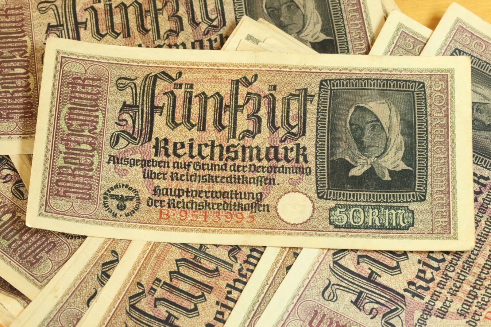 50 REICHSMARK NAZI GERMANY CURRENCY GERMAN BANKNOTE NOTE MONEY BILL SWASTIKA WW2