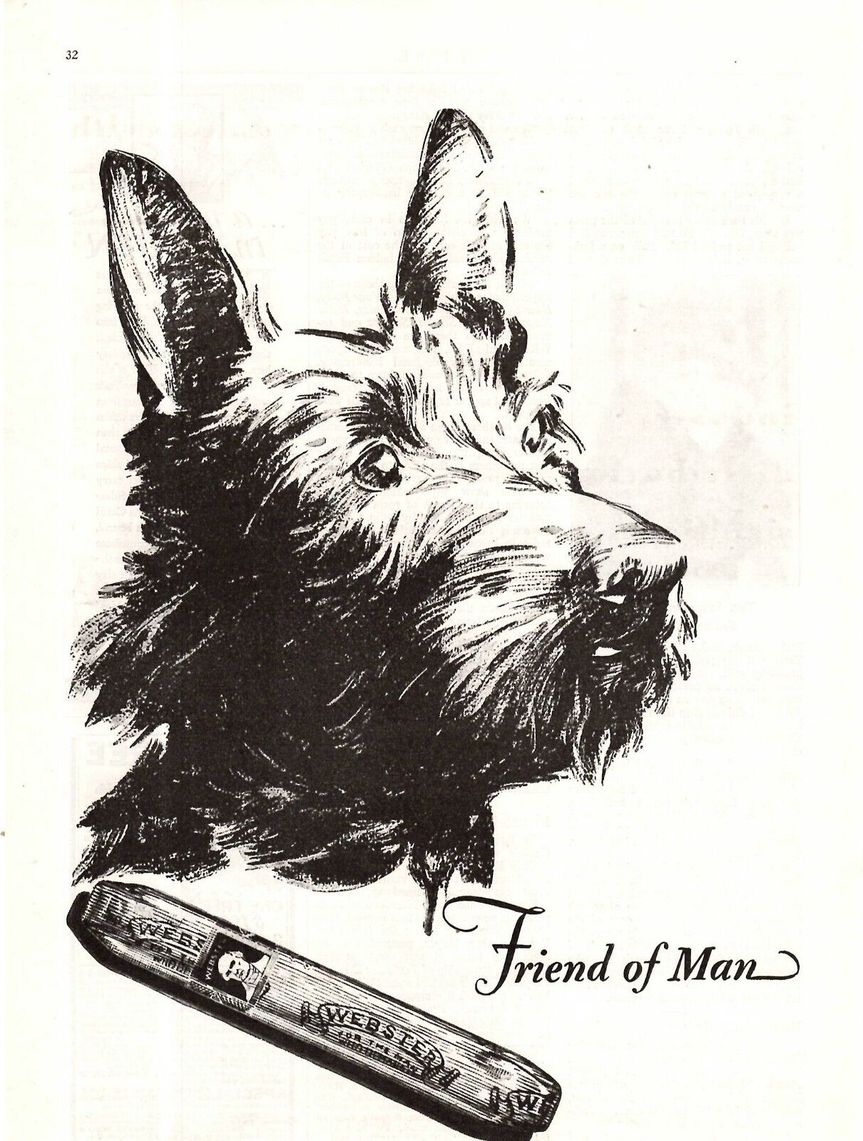 1929 Print Ad  Campbell -Ewald Client Webster Cigars Friend of Man Scottie Dog