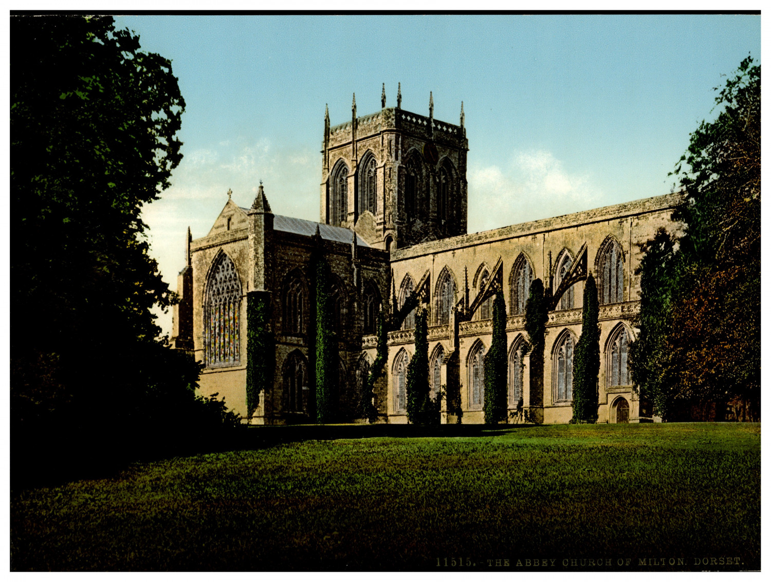 England. Milton. The Abbey Church of Milton Dorset. Vintage Photochrome by P.Z