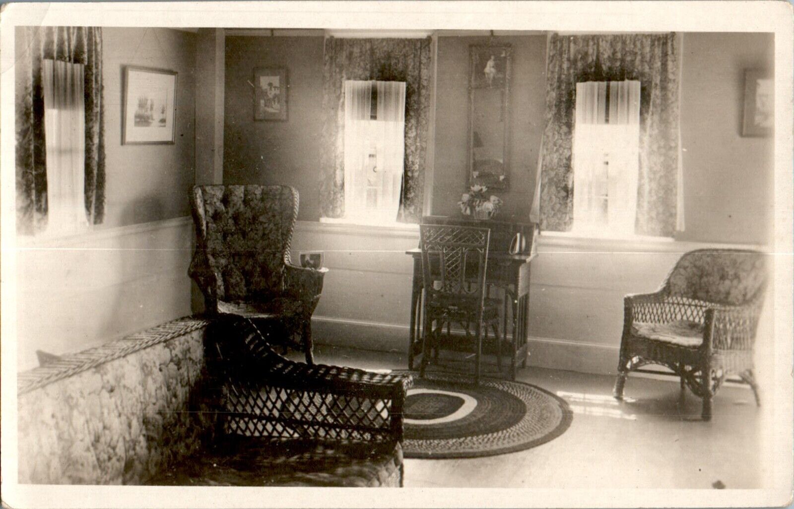 Interior View of 1920's Parlor RPPC Postcard