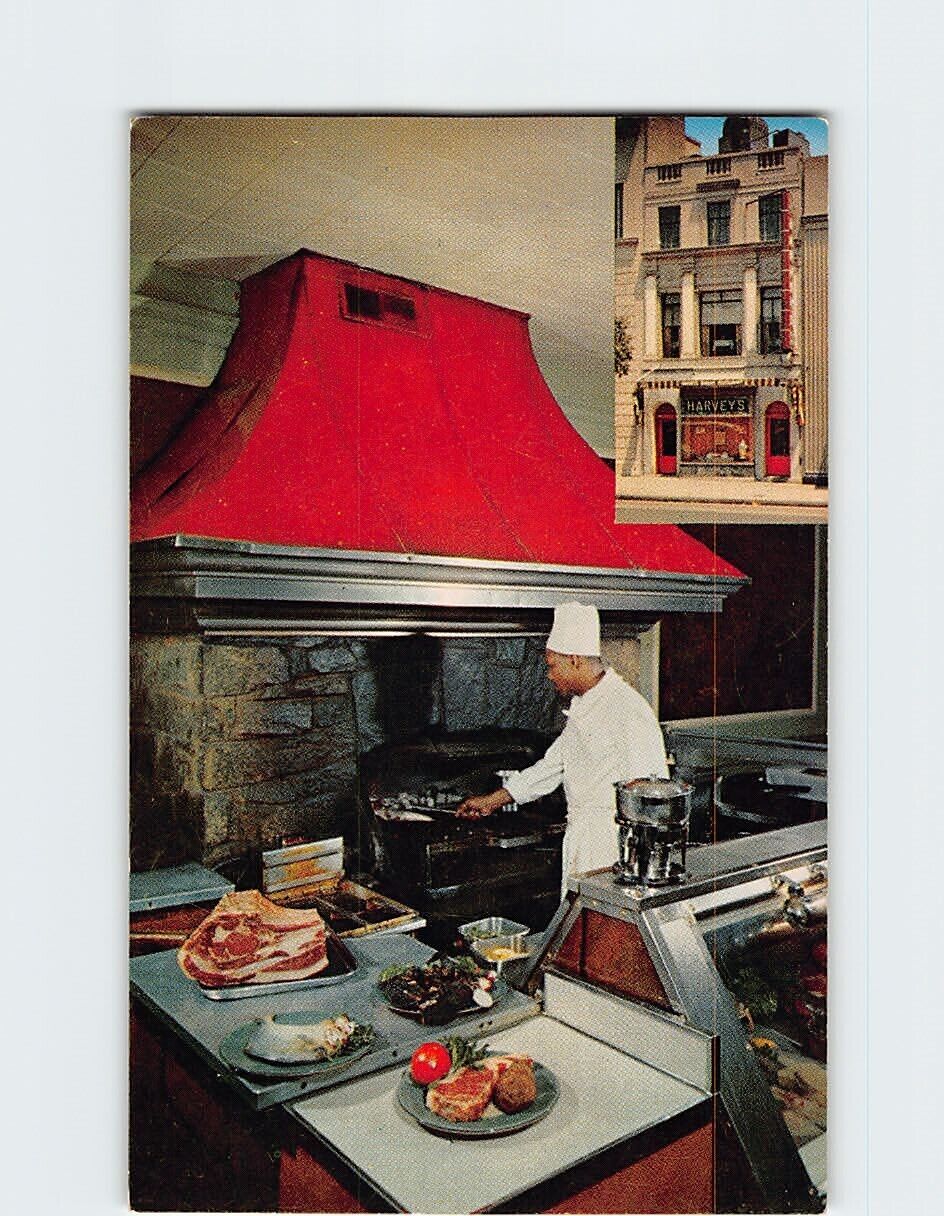 Postcard Chef Cooking Harvey\'s Famous Restaurant Washington DC USA