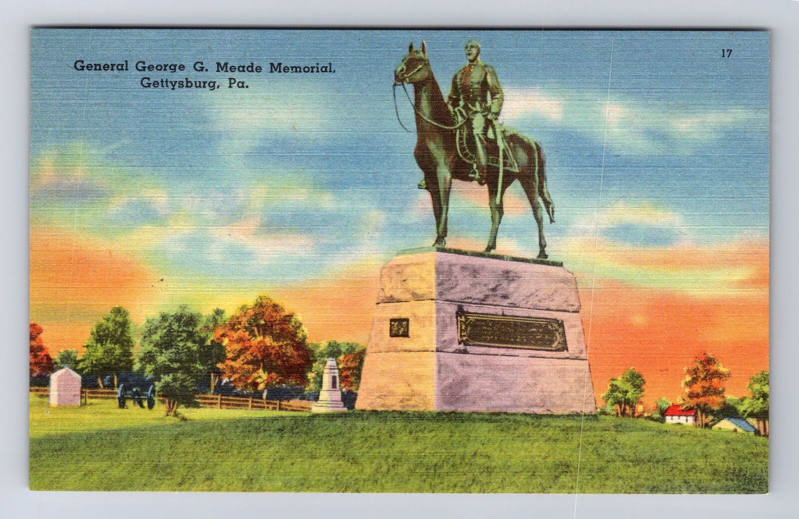 Gettysburg PA-Pennsylvania, General George G Meade Memorial, Vintage Postcard