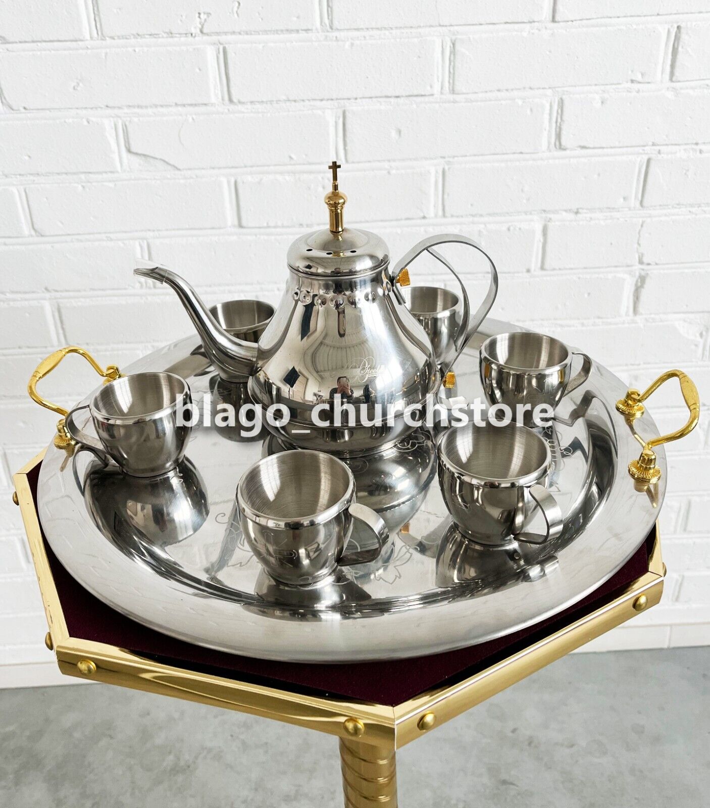 Church Drinking Set 6 zeon cup plate teapot stainless steel 15.74