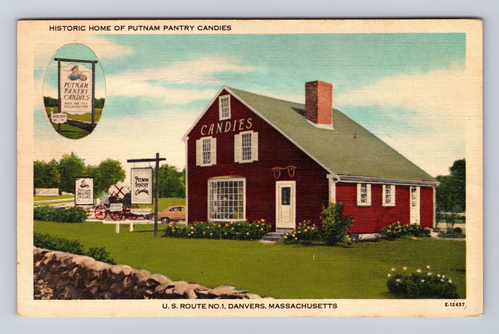 Danvers MA-Massachusetts, Historic Home Putnam Pantry Candies, Vintage Postcard