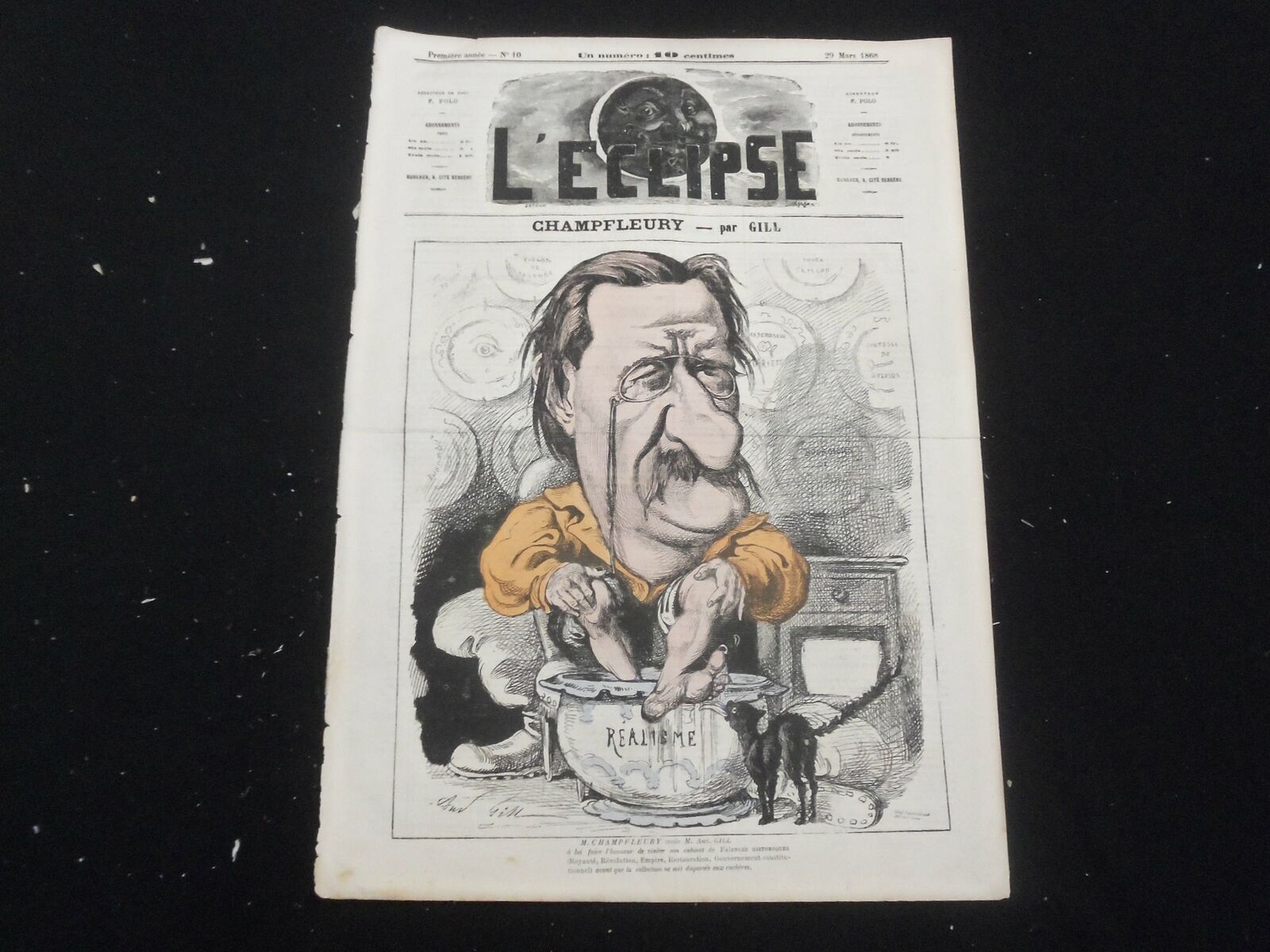 1868 MARCH 29 L\'ECLIPSE NEWSPAPER - NO. 10 - CHAMPFLEURY - FRENCH - FR 2903