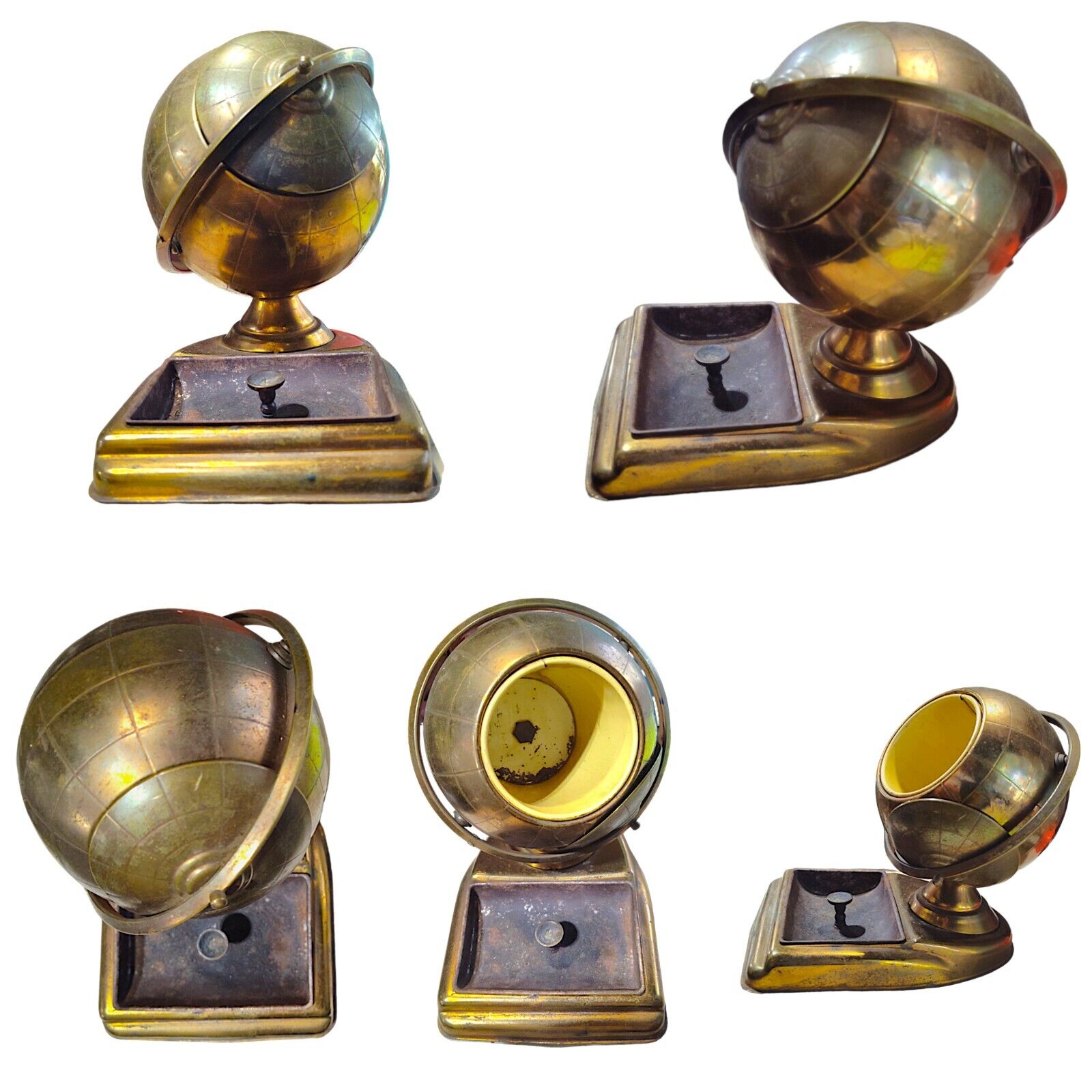 Vintage Brass Globe Ashtray