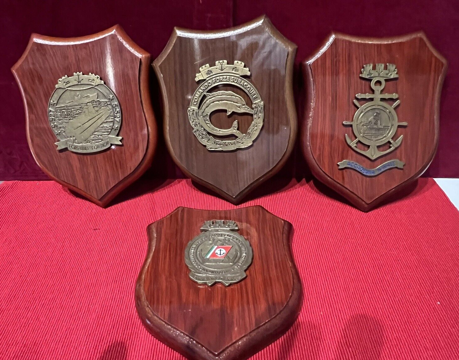 Crest Marina Military Shield By Metal And Wood Polished Stock 4 Piece H 5 7/8in