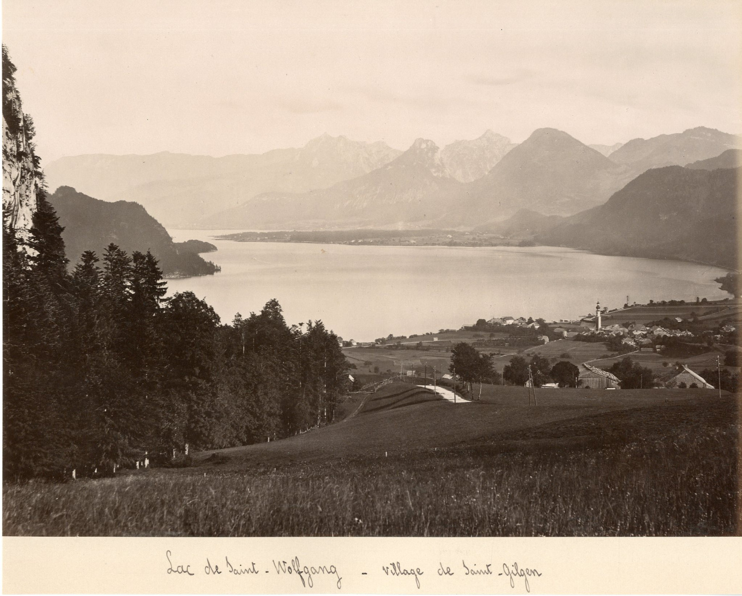 Austria, Lake St. Wolfgang, Sankt Gilgen vintage albums print.  Alb Print