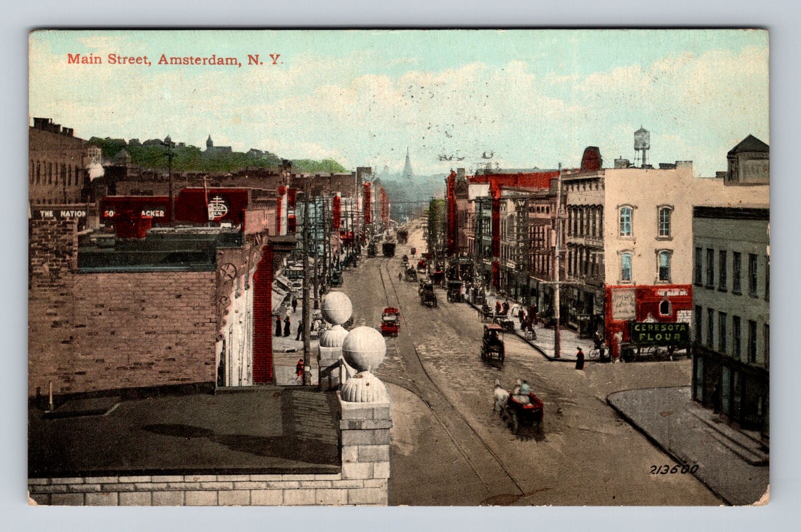Amsterdam NY-New York, Main Street Scenic View, Antique, Vintage c1911 Postcard