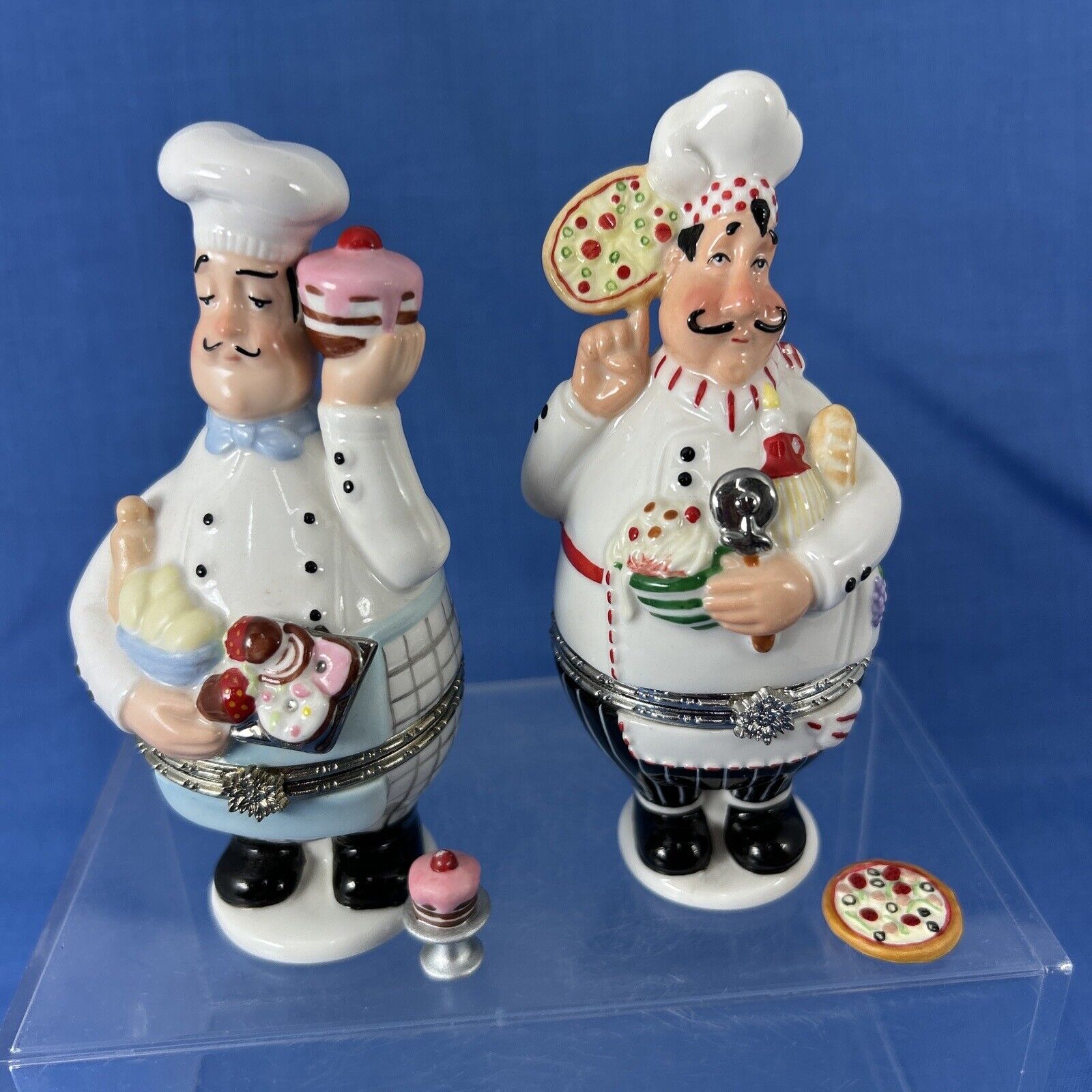 Trinket Boxes Lot Of 2 Cooking Club Of America Global Gourmets Chefs Pizza /Cake