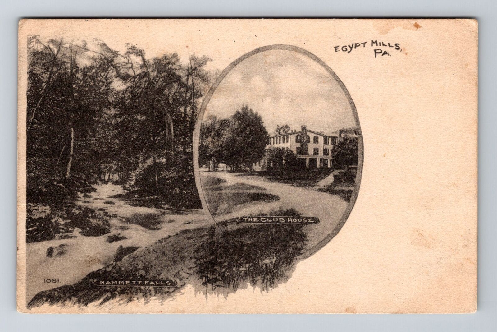 Egypt Mills PA-Pennsylvania The Club House Hammett Falls c1918 Vintage Postcard