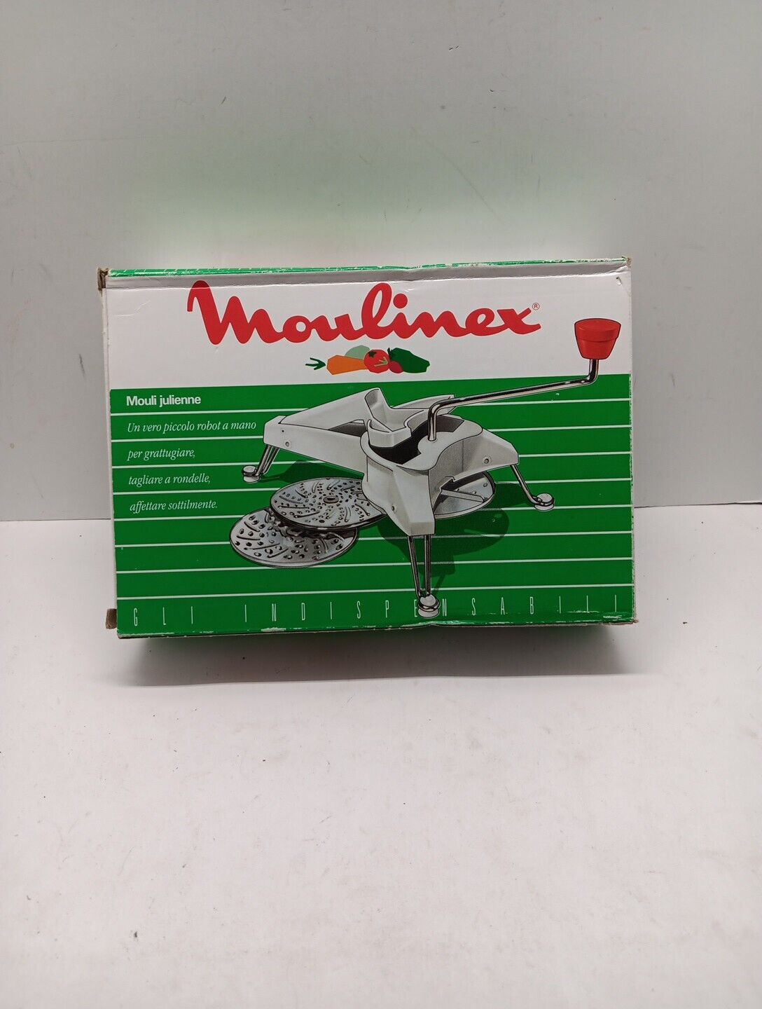 Vintage Moulinex 445 Mouli-Julienne Cutter Shredder W/3 Disc  W/ Box Great Shape