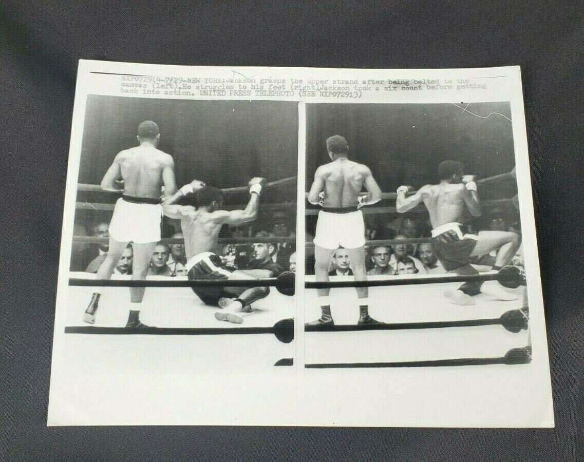 VTG Boxing 1957 UPI Press Wire Photo Floyd Patterson Vs. Hurricane Jackson Fight