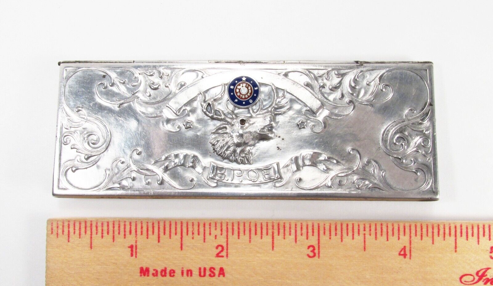 Antique Gustave Fox Co. USA Sterling Silver BPOE Order of Elks Member Card Case