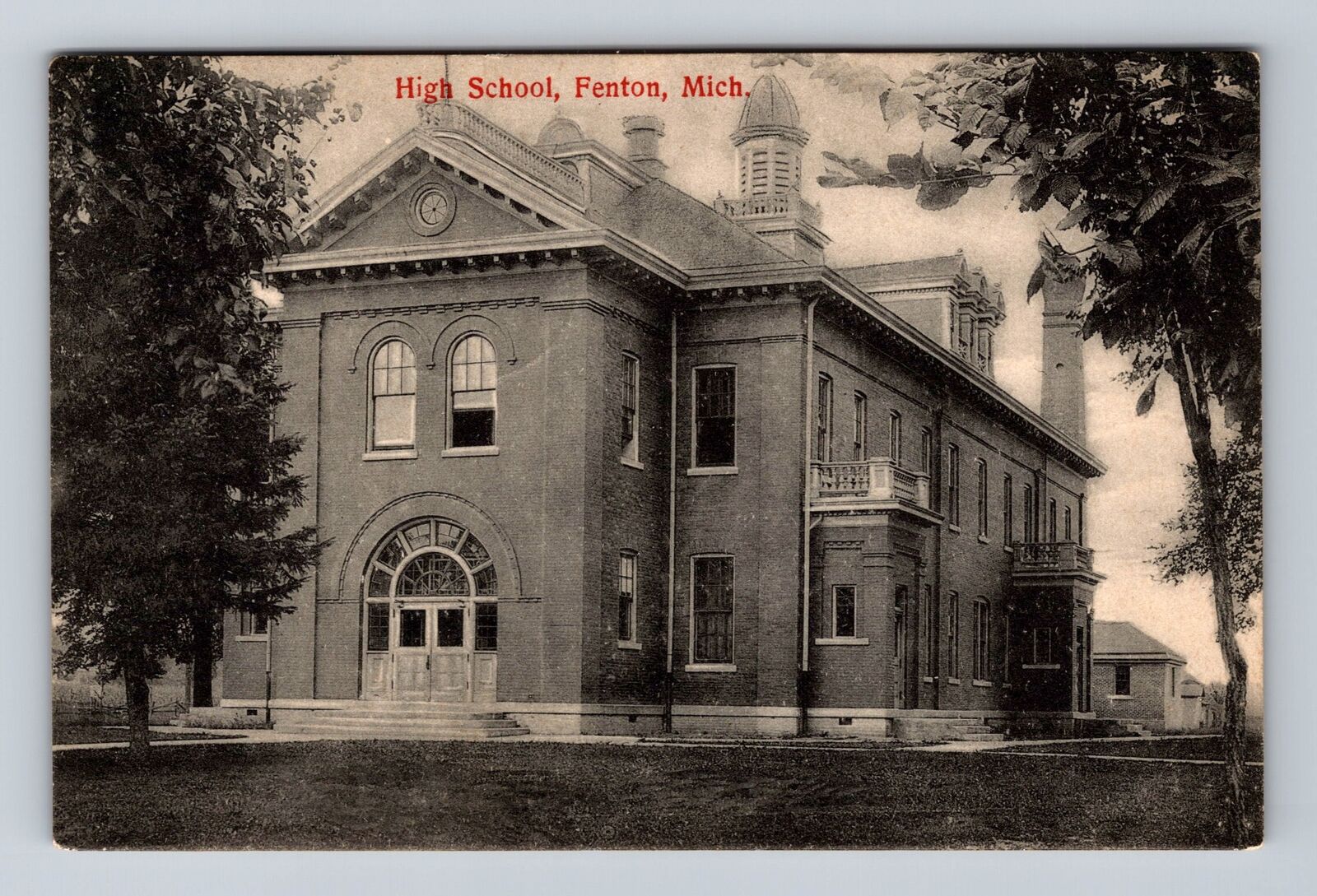 Fenton MI-Michigan, High School, Antique, Souvenir, Vintage Postcard