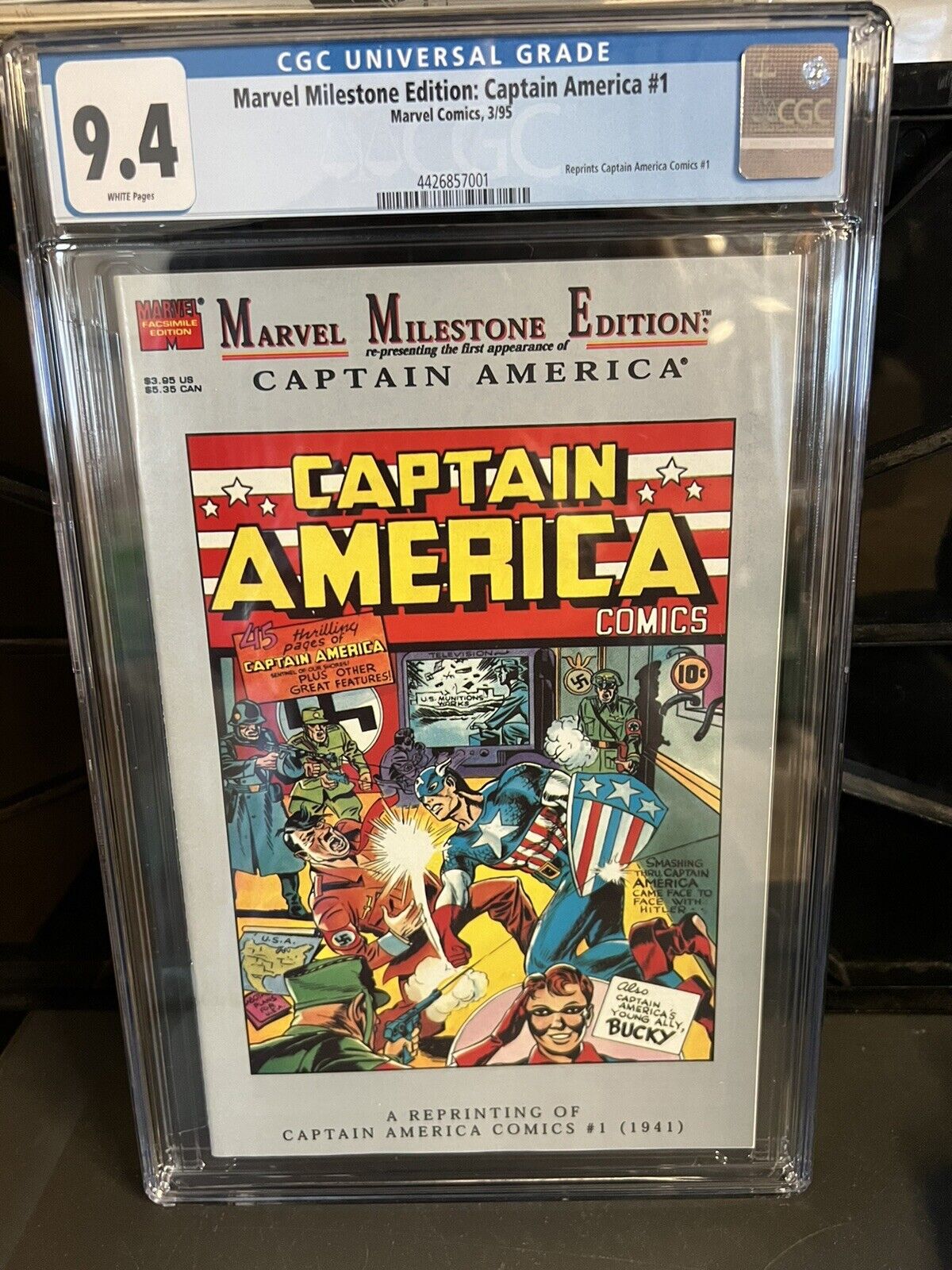 Marvel Milestone Edition Captain America 1 CGC 9.4 White Pages