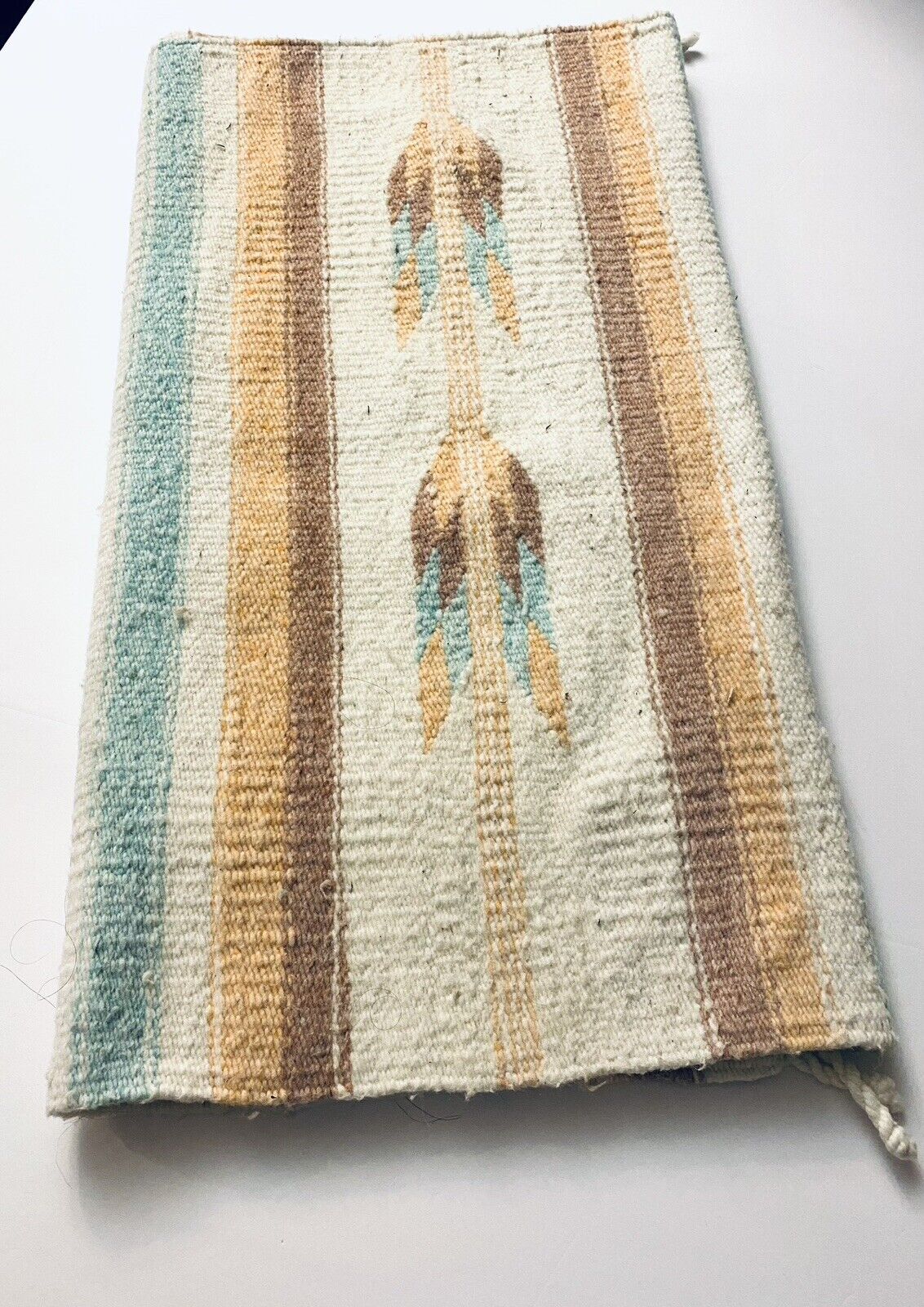 Vintage Estate Navajo Rug Wool 1970s Pastels 28x60
