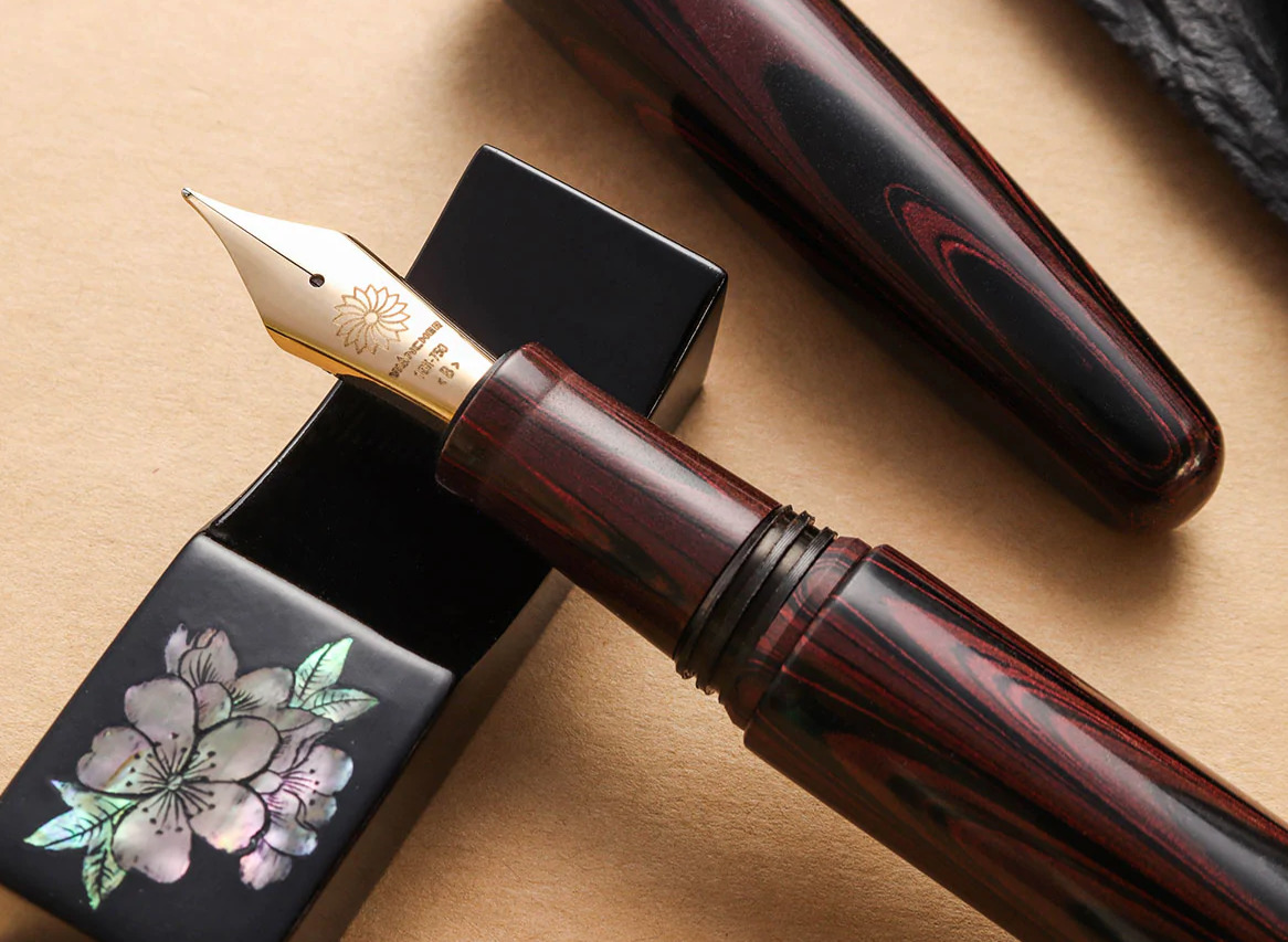 Wancher Dream Fountain Pen | TRUE EBONITE - MARBLE RED , Calligraphy Pen