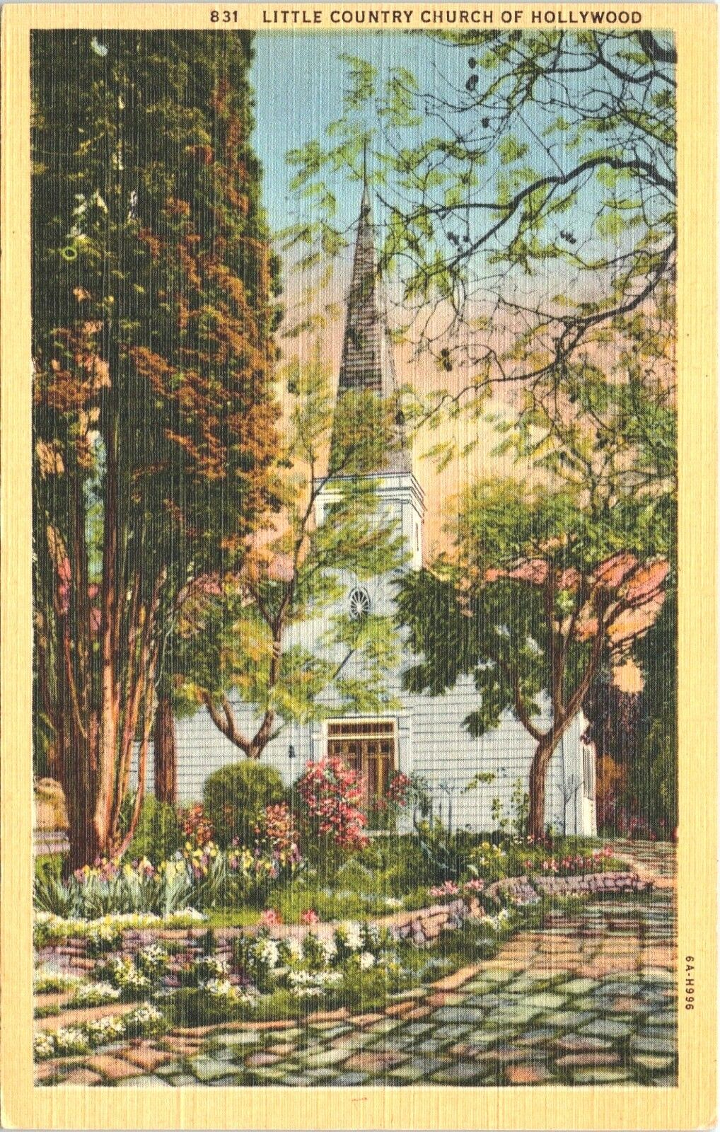 Postcard Little Country Church of Hollywood California Goose Creek Neighbors 