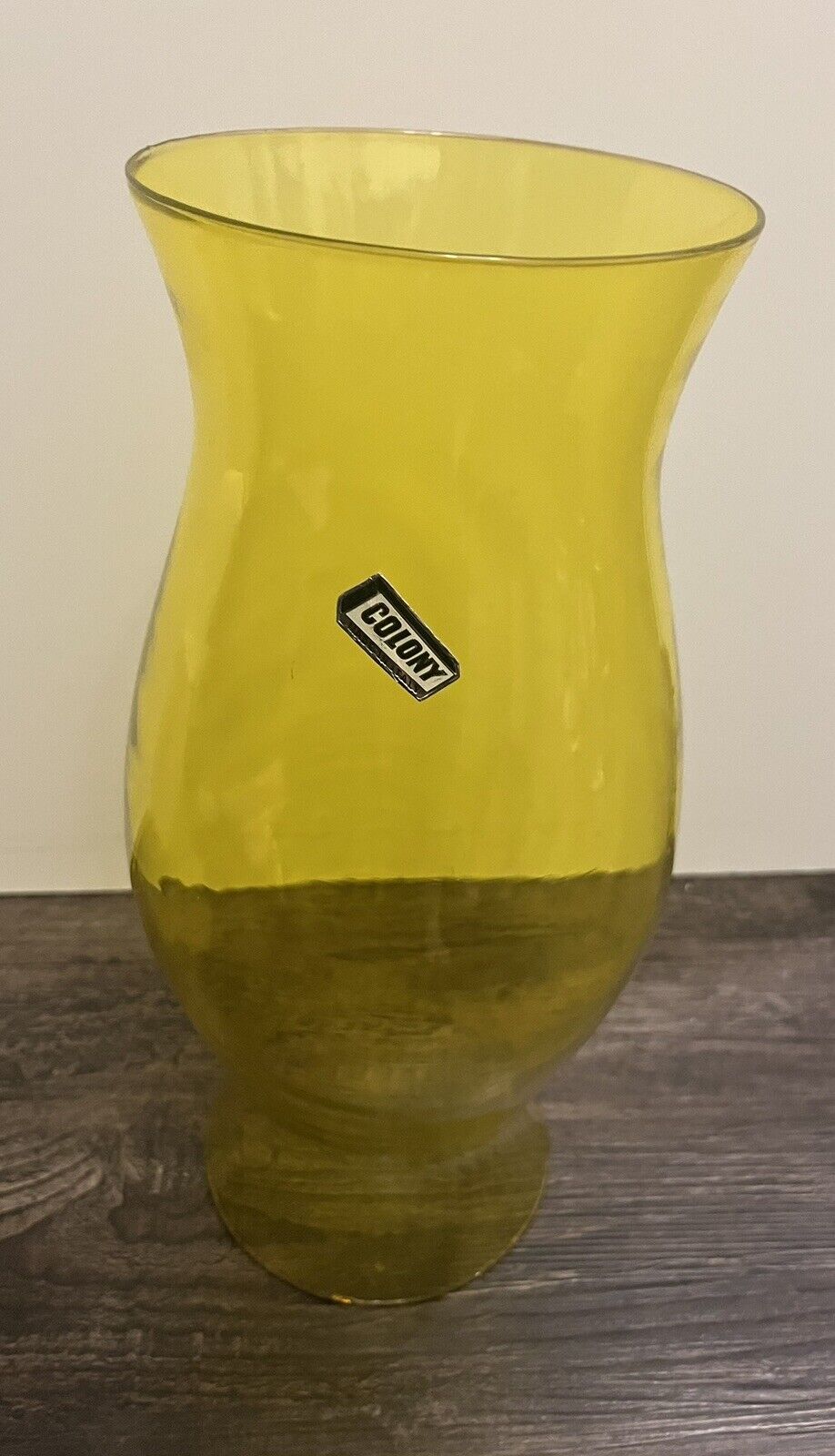 VTG Colony Yellow Glass Hurricane Candle Shade Globe RARE* Large Indiana Glass