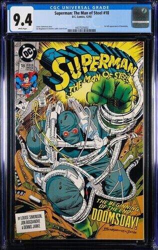 Superman: Man of Steel # 18 CGC 9.4 -  White Pages -  1st Doomsday- KEY ISSUE