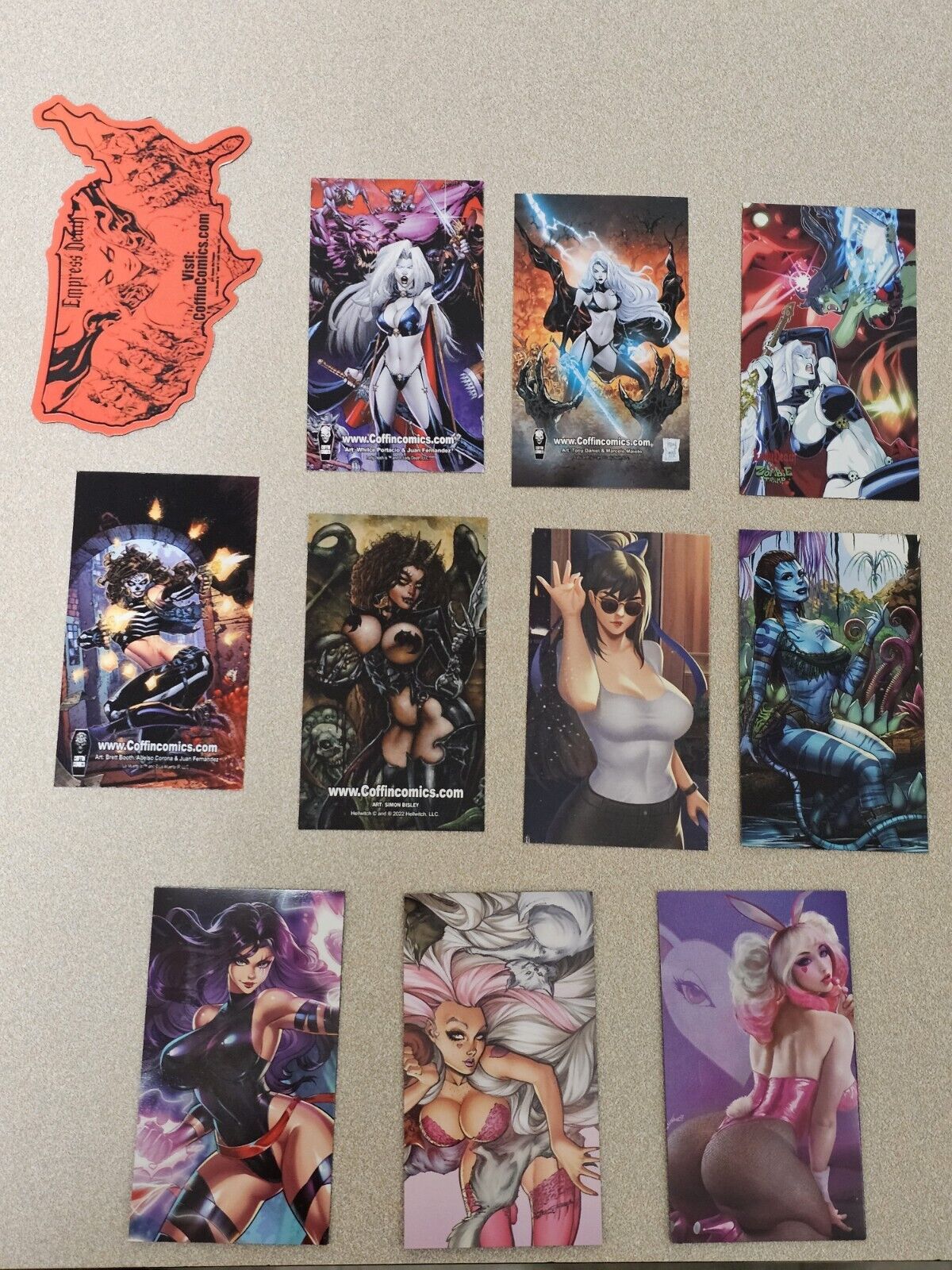 Lady Death & Various Kickstarter Lot Of Pins, Magnets, Poker Chips & Coasters 