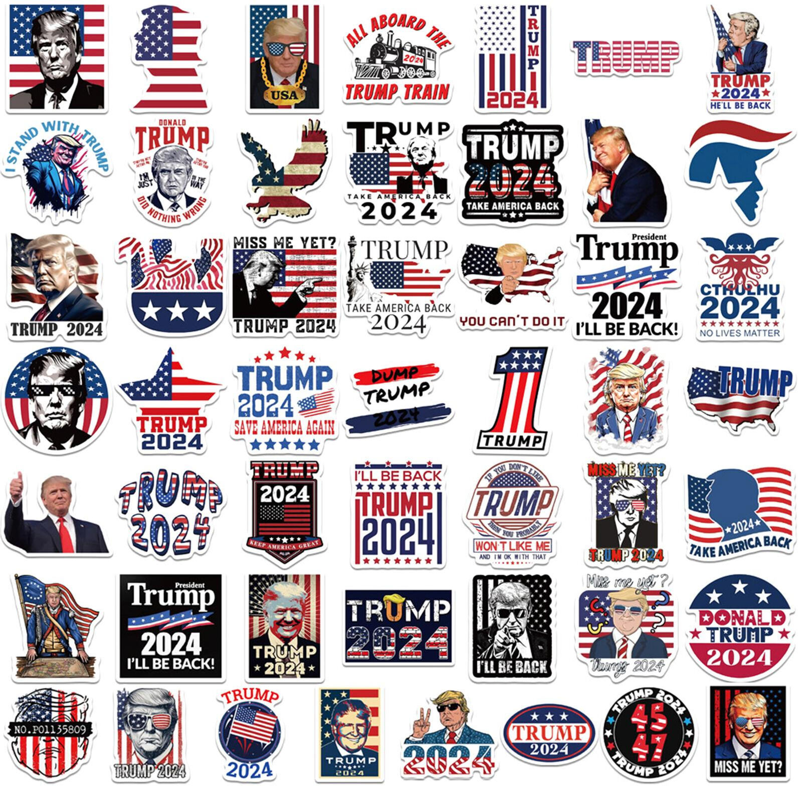 50pcs Trump 2024 US Presidential Election Speech Stickers Walls Laptop Luggage 