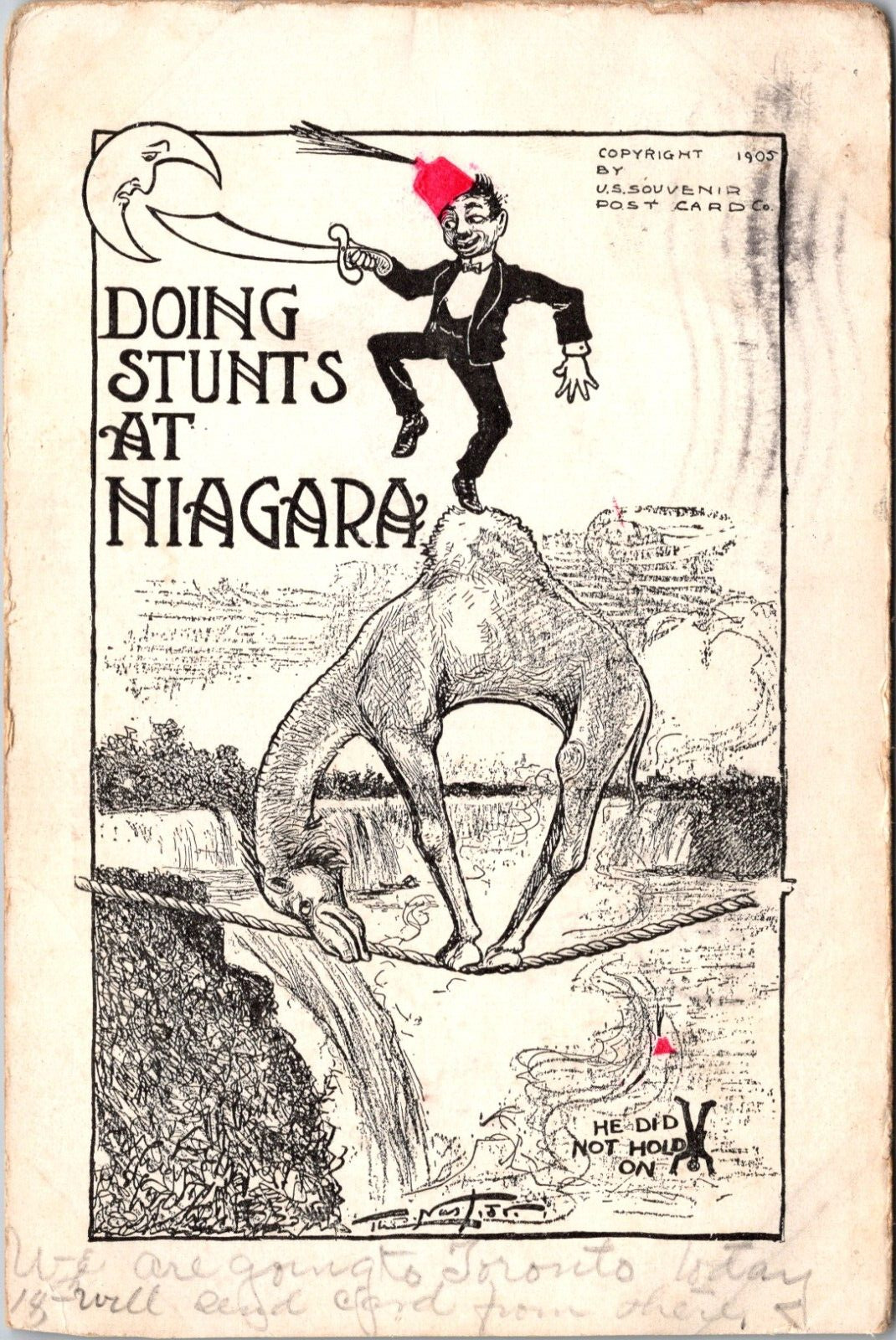 1908 Doing Stunts At Niagara Falls New York NY Funny Comic Postcard L66
