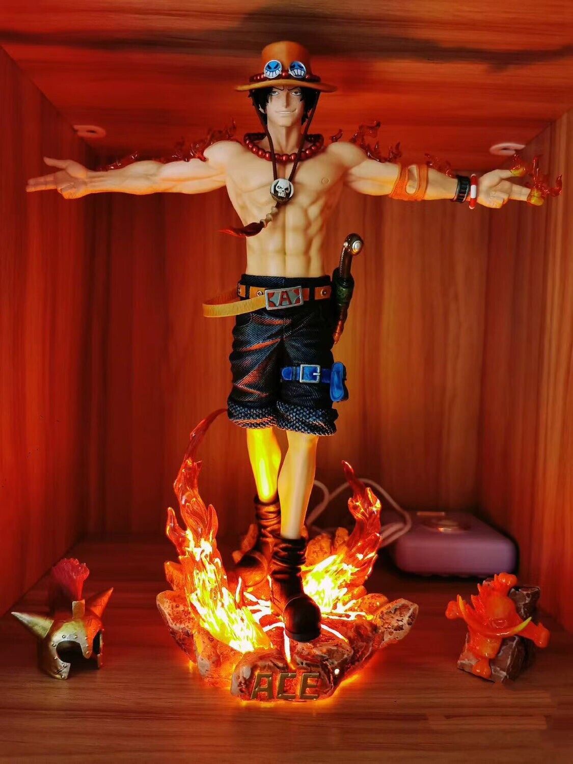 Anime One Piece Ace PVC  Collection Figure Toy gift 28cm Luminous in box