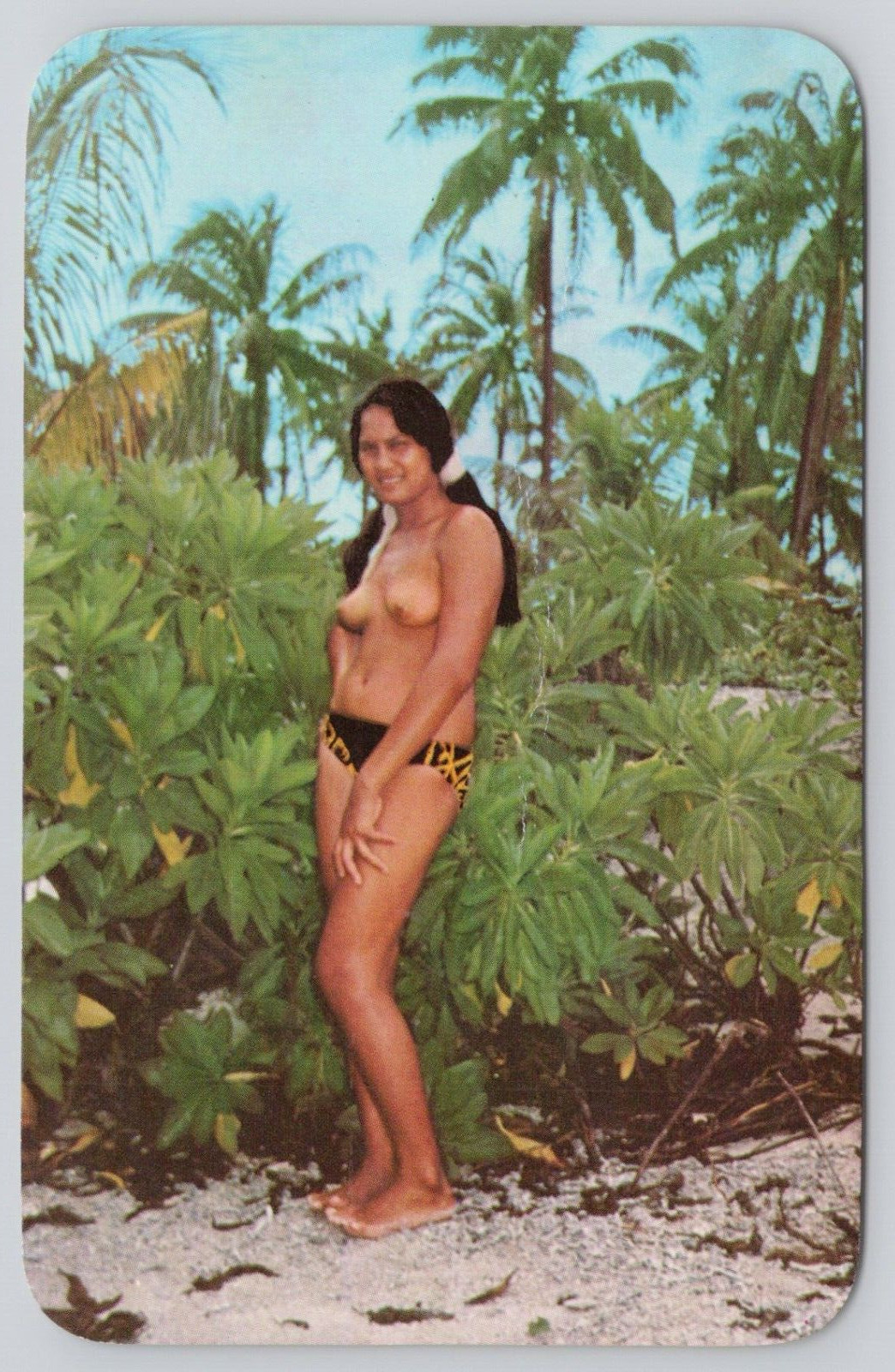 Postcard Topless Woman Polynesian Beauty Hawaiian Island Tropical View Unposted