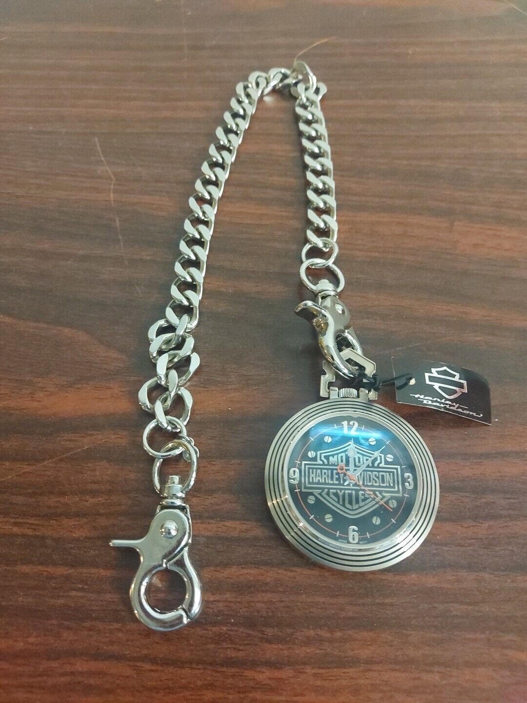 Harley Davidson 100th Anniversary Collector Pocket Watch With Tag 16in Chain