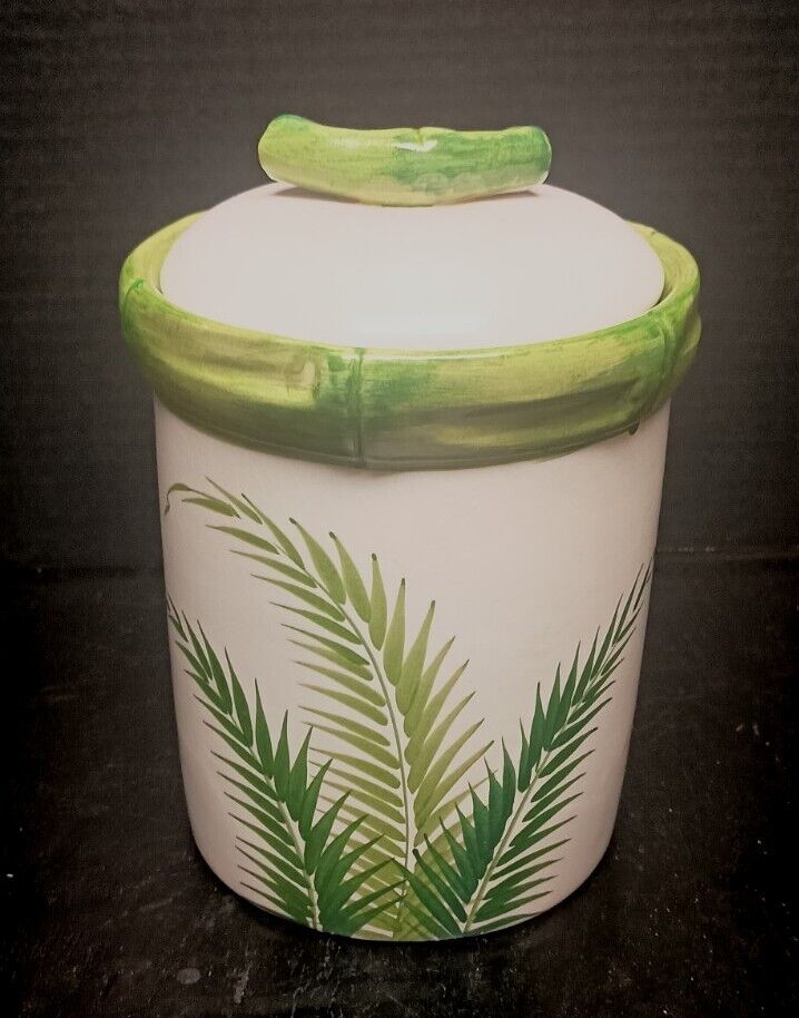 Vintage Italian Pottery Ceramic Hand Painted Canister
