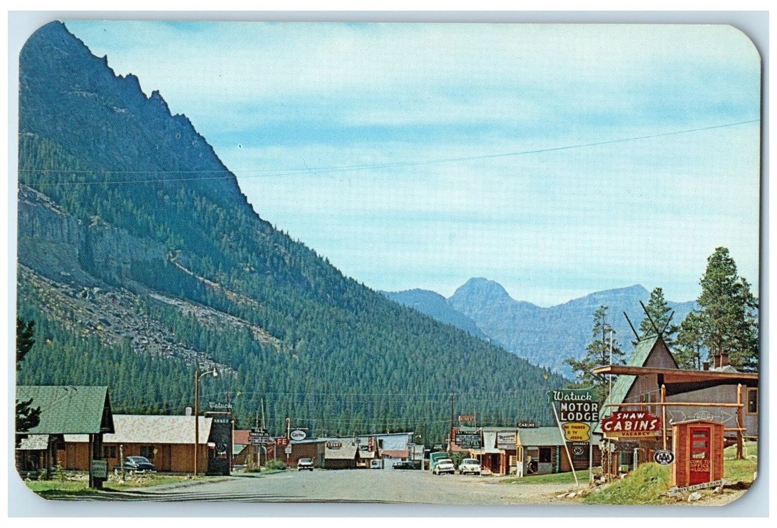 c1960's Main Street Lodges And Cabins Cooke City Minnesota MN Unposted Postcard