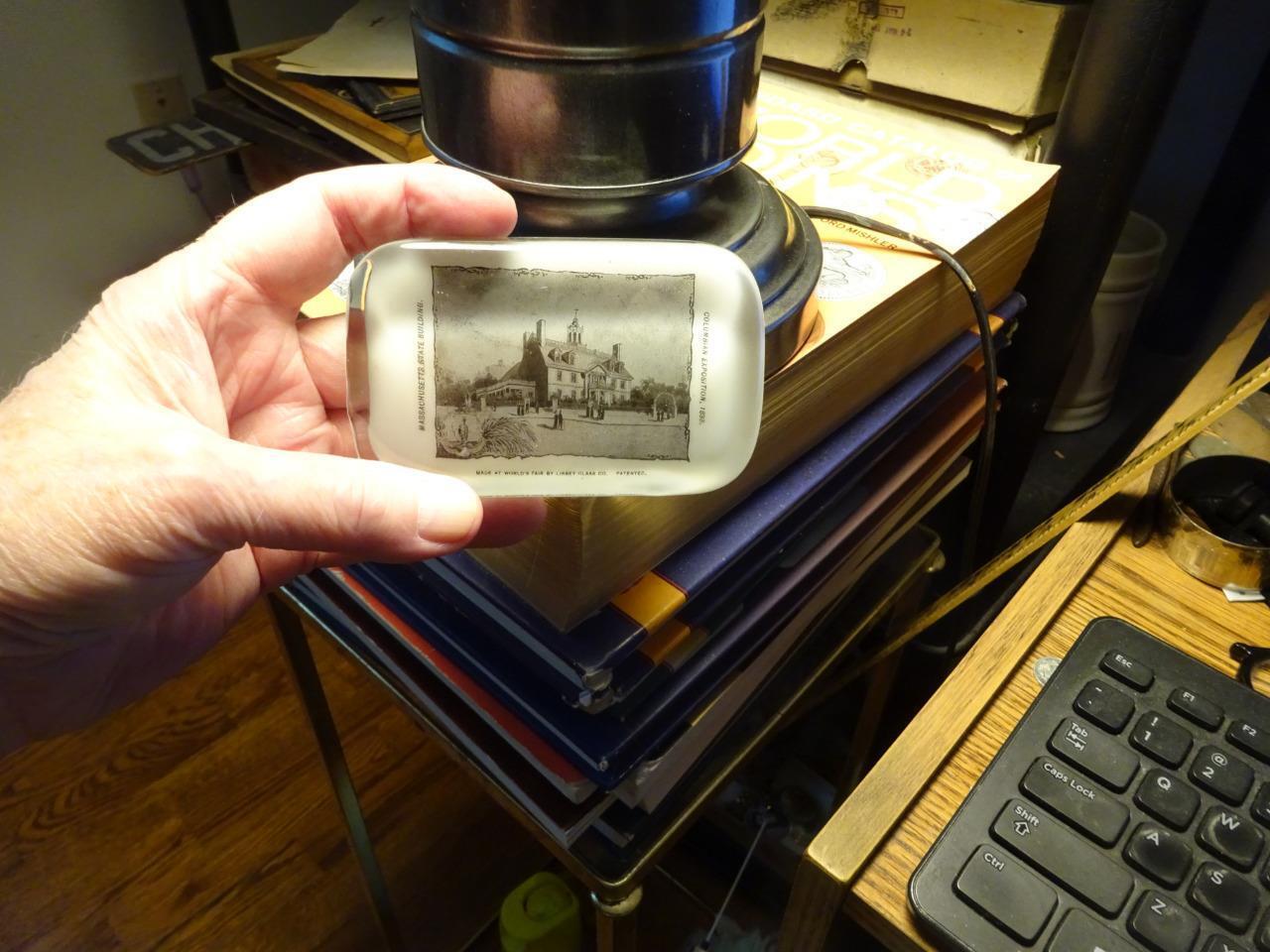 1893 Advertising Glass Paperweight 